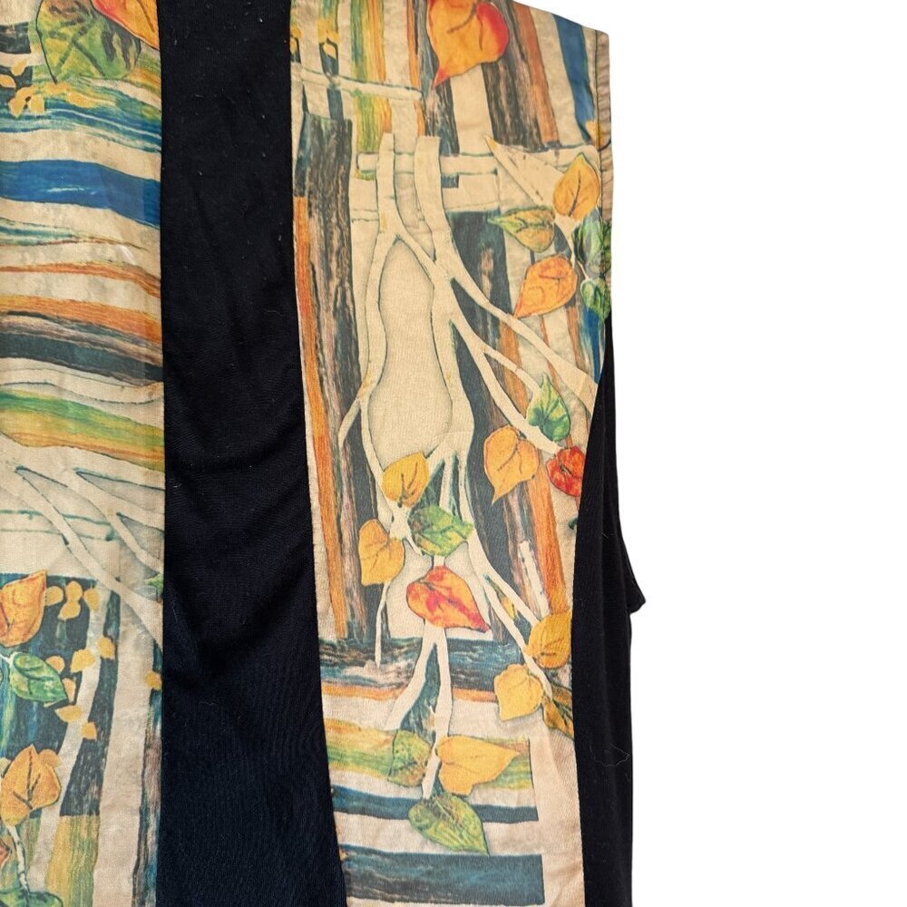 Aris.A Evening Vest Chiffon Floral with Inset Panels Black Knit Tunic Size Small - Picture 5 of 8
